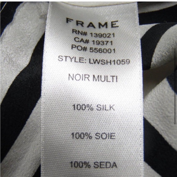 FRAME STRIPED BUTTON DOWN 100% SILK TOP - LARGE - Picture 4 of 4
